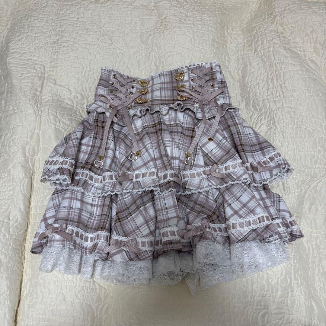 リズリサ　はしごリボンチェックティアードスカパン