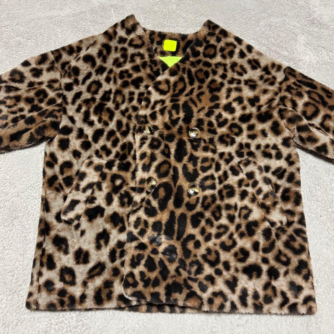 wcj ヒョウ柄 ダブルブレスト ファージャケット FREEサイズ 若槻千夏