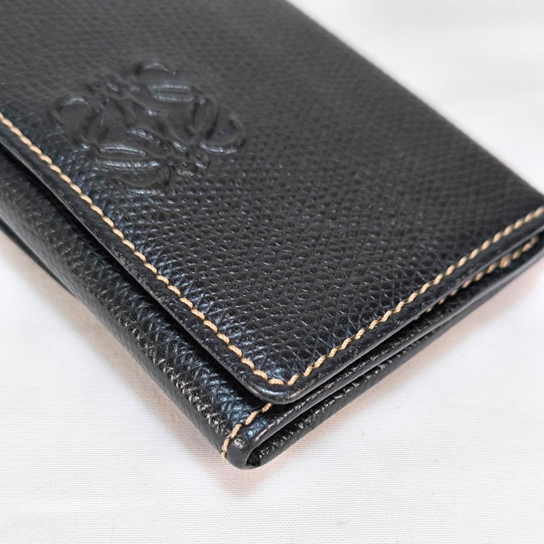 【超美品】ロエベ キーケース ケース アナグラム ロゴ レザー 黒 茶