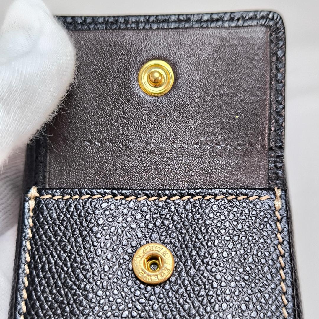 【超美品】ロエベ キーケース ケース アナグラム ロゴ レザー 黒 茶