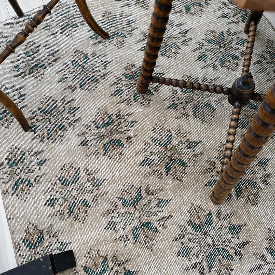 トルコ ヴィンテージラグ A116 ベージュ セージグリーン ダークグリーン