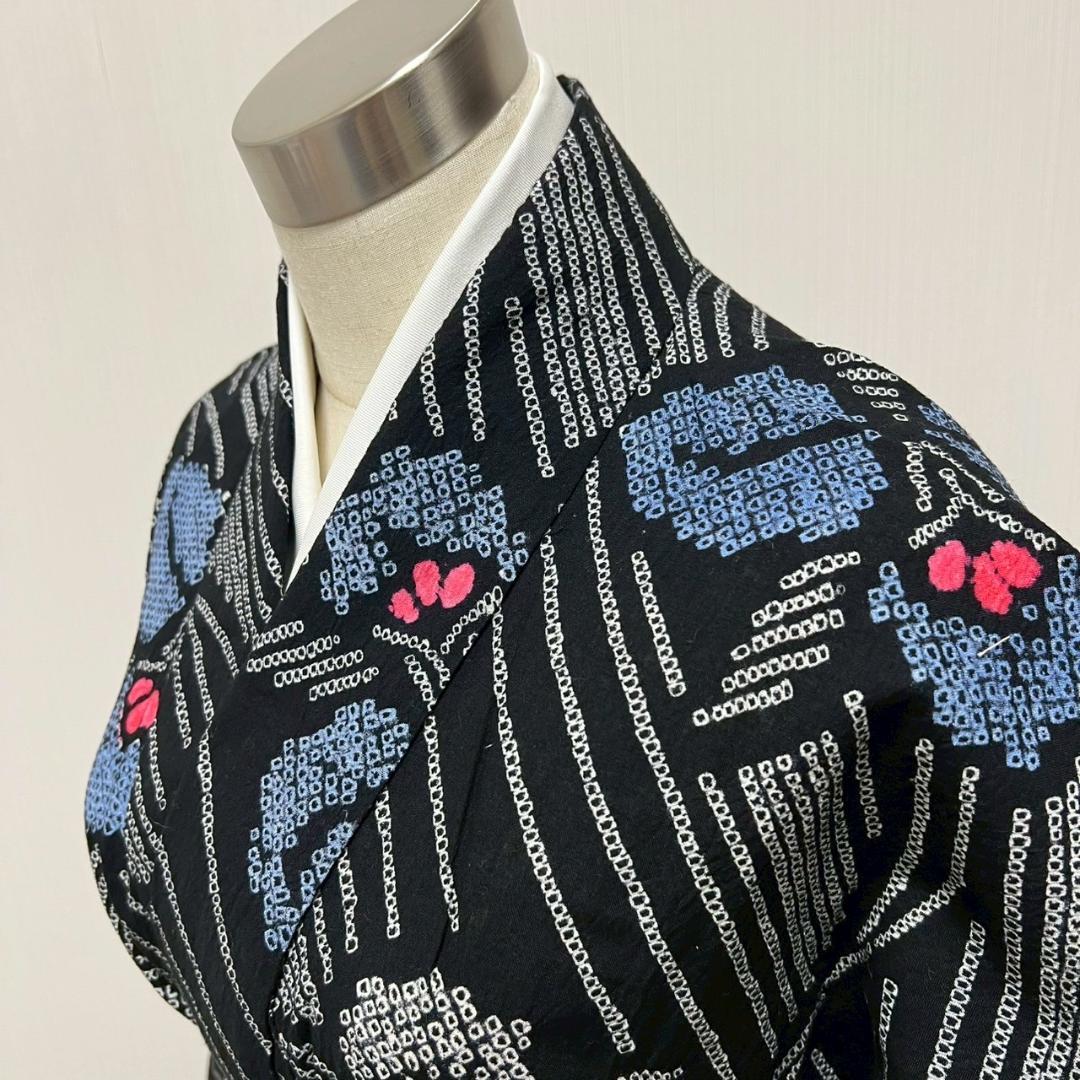 KL3191 有松鳴海絞り 浴衣 身丈155cm 夏着物 木綿