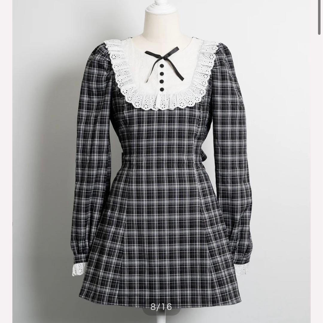 pium コットンレースドーリーカフェワンピ