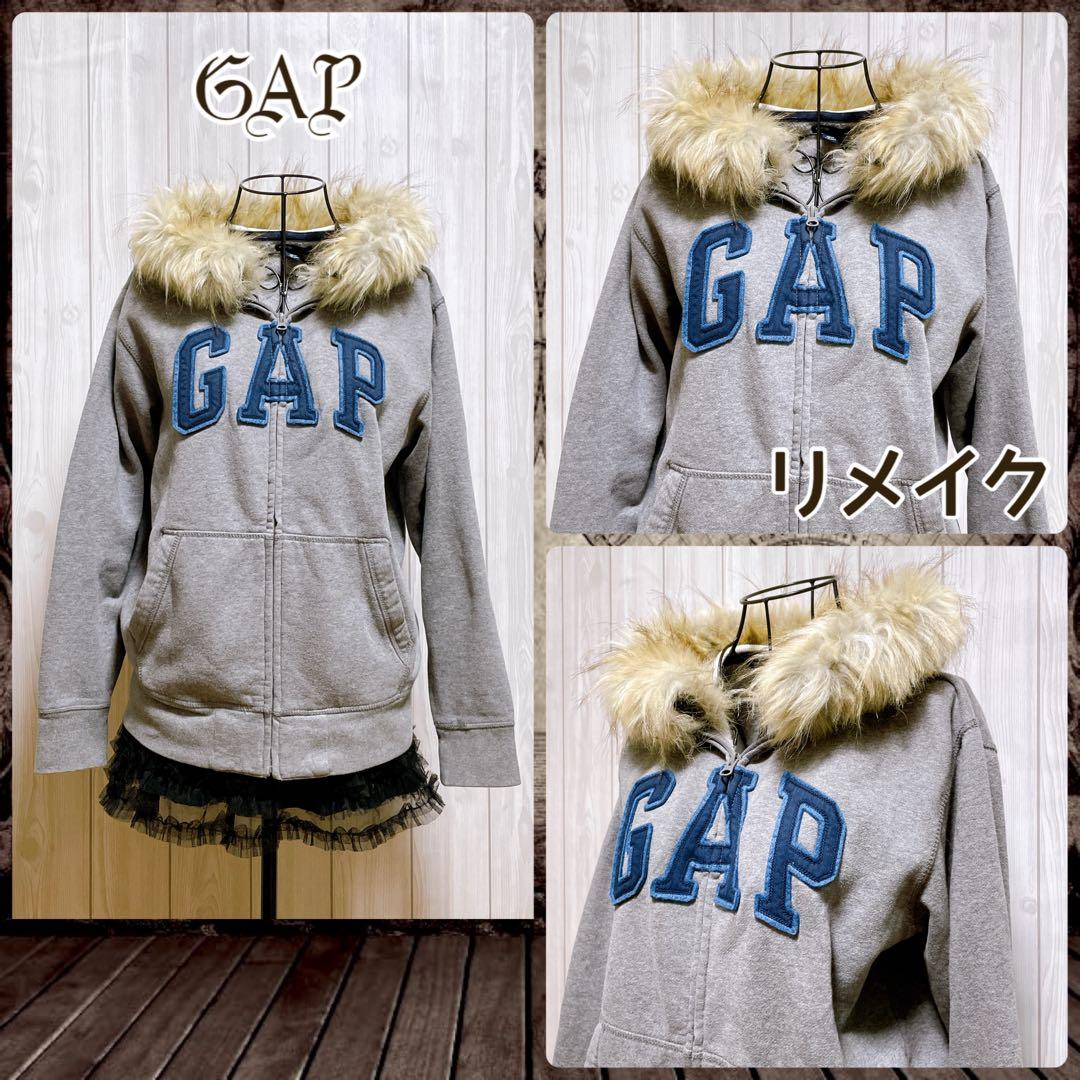 一点物 GAP パーカー ファー グレー 平成ギャル y2k グランジ お兄系