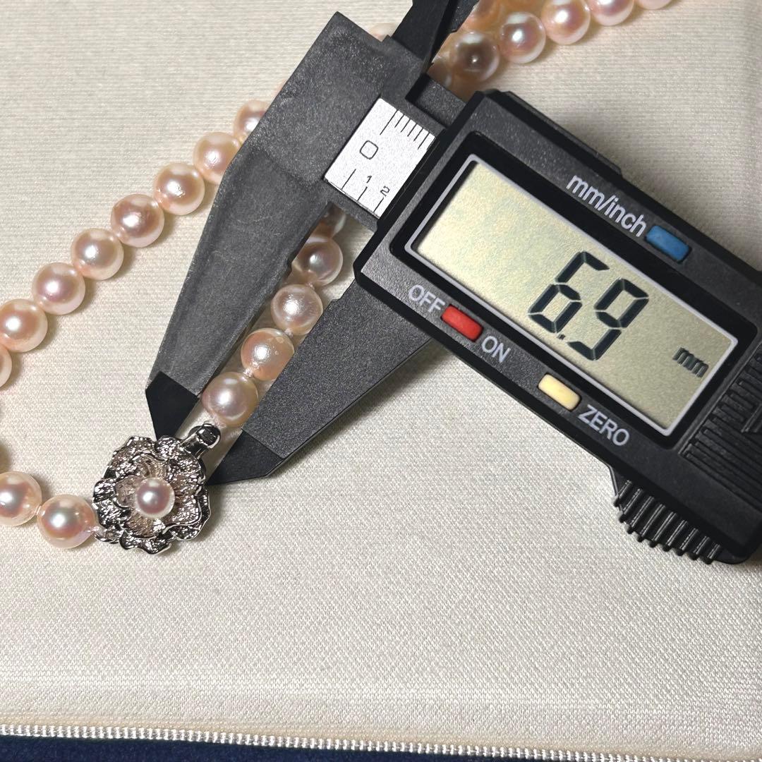 【テリ強✨】あこや ネックレス 本真珠 6.9〜7.4mm 約43cm 干渉色