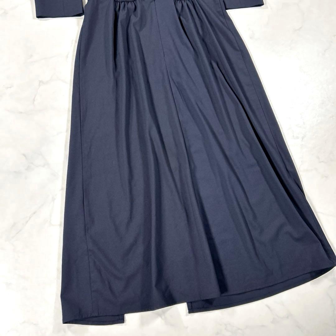 PourVous　ミモレ丈＆七分袖フォーマルパンツレイヤード　ドレス　ネイビー
