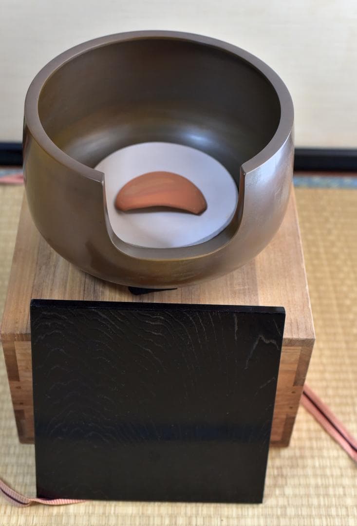 値下げ、鋳銅　秀山作　道安型風炉4点組　囲炉裏、ヒ－タ－　お茶道具/共箱