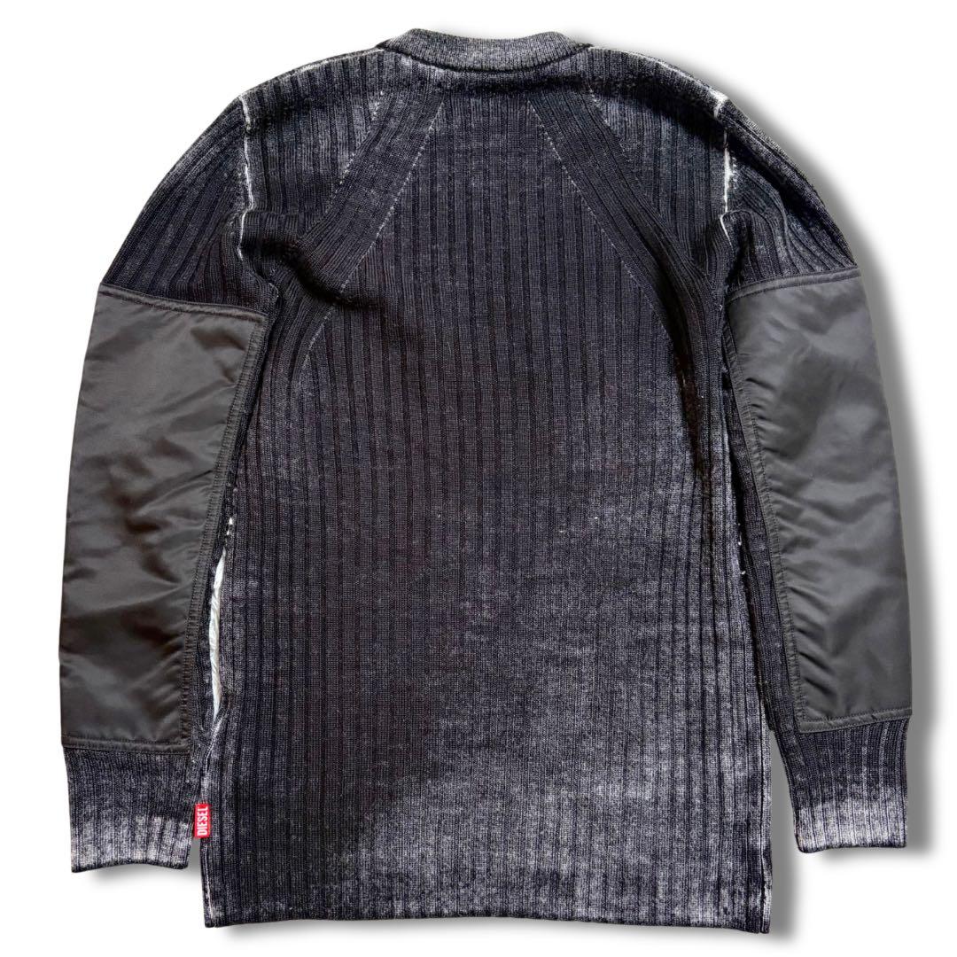 現行 RFID✨ディーゼル ニット ナイロン切替 クルーネック ウォッシュ加工