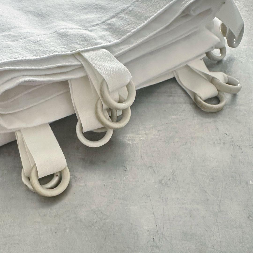 古道具/白磁リングの古布カーテン　丈短め