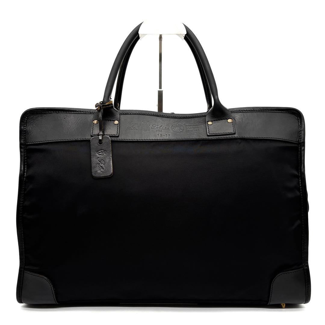 極美品 フェリージ ビジネスバッグ ロゴ 12-39 A4可 大容量 メンズ 黒