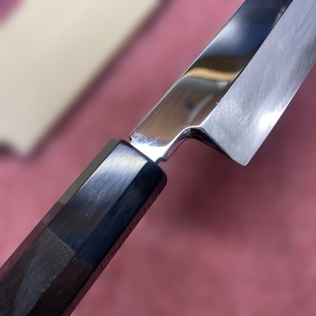 銀三　勘所切付柳刃包丁　300㎜ 尺0寸鞘付き