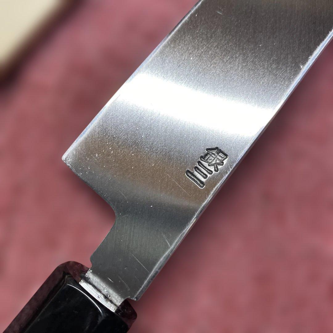 銀三　勘所切付柳刃包丁　300㎜ 尺0寸鞘付き