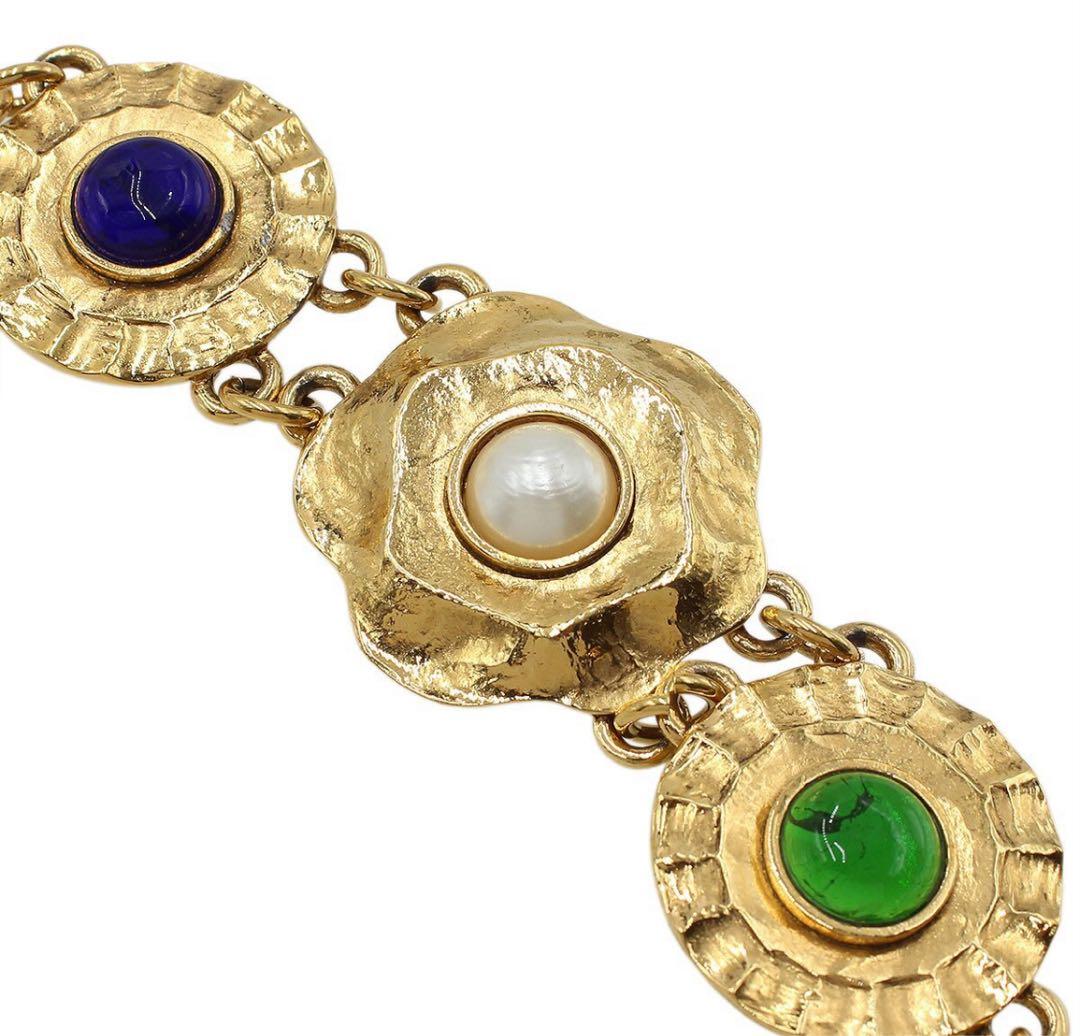 Q2943 美品 シャネル フェイクパール×グリポア　装飾 チェーンベルト