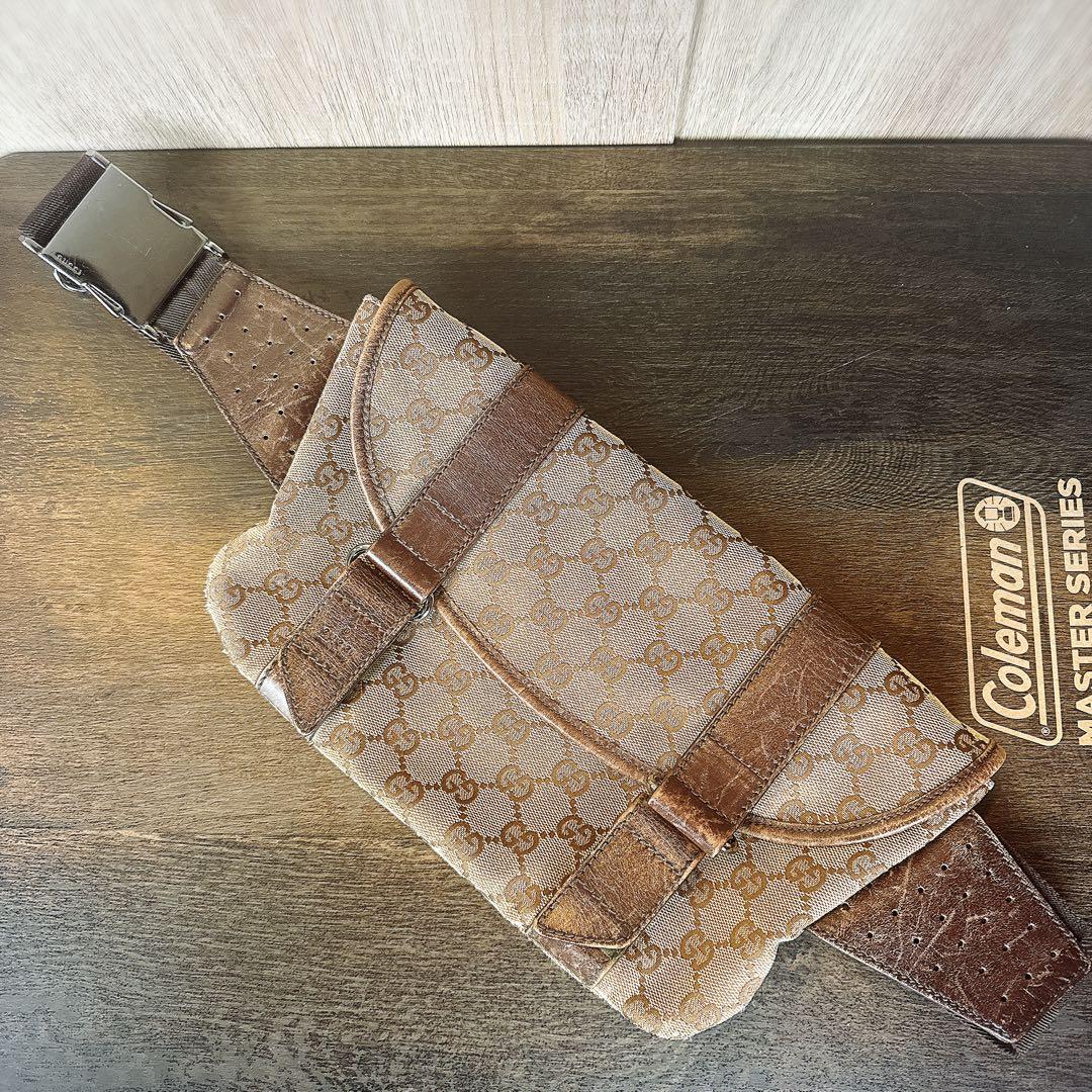 【本物】GUCCI グッチ GGキャンバス ウエストバッグ （ボディバッグ）