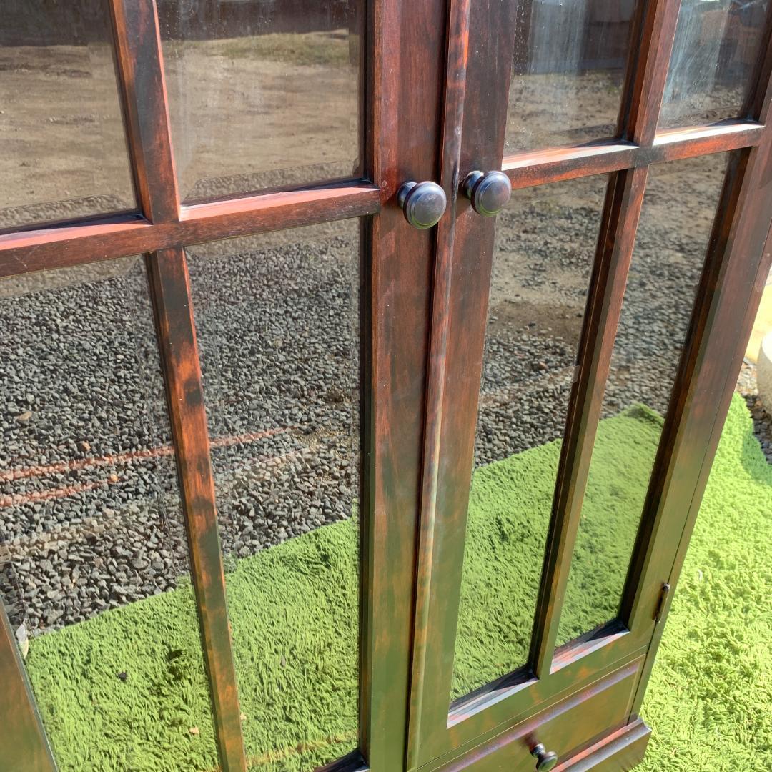 北海民芸 和光 書棚 ブックキャビネット 本棚 ガラスキャビネット 民芸家具