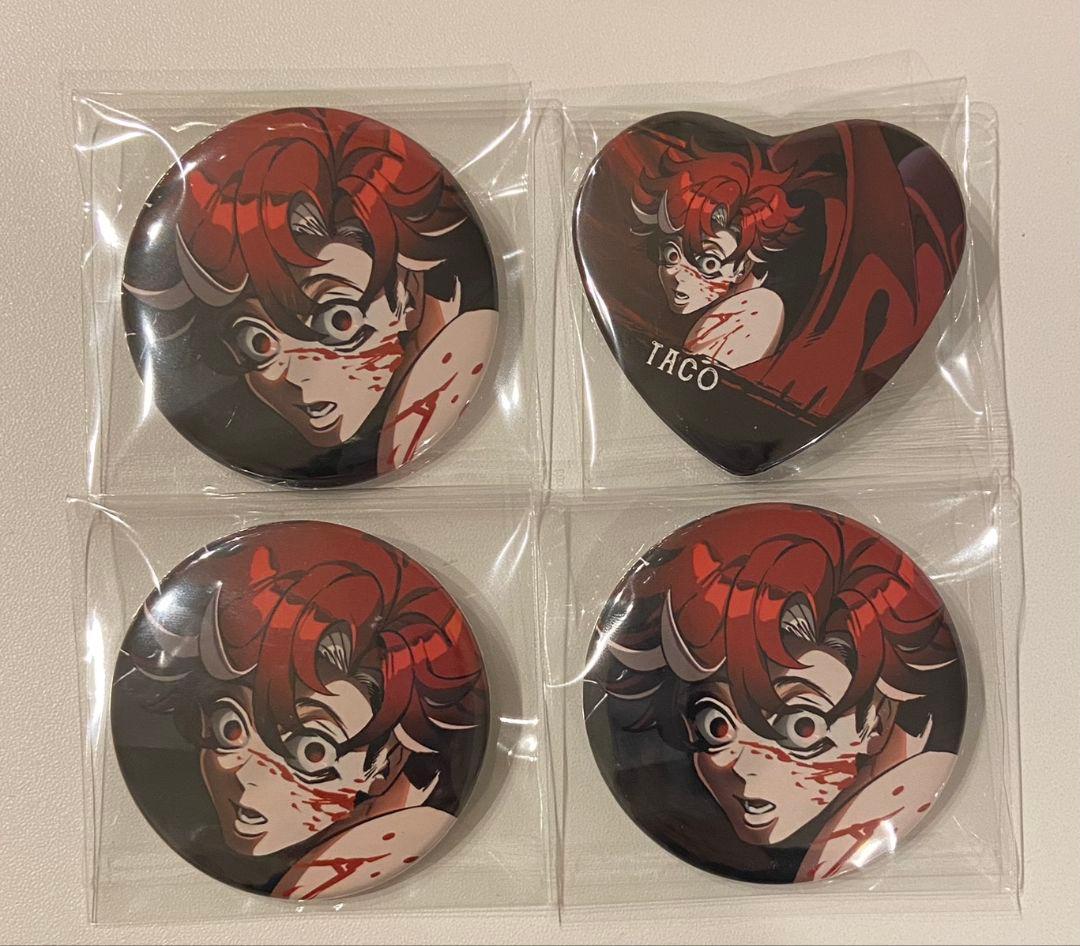 ヒューマンバグ大学 ハート缶バッジ 缶バッジ タコ 4点セット