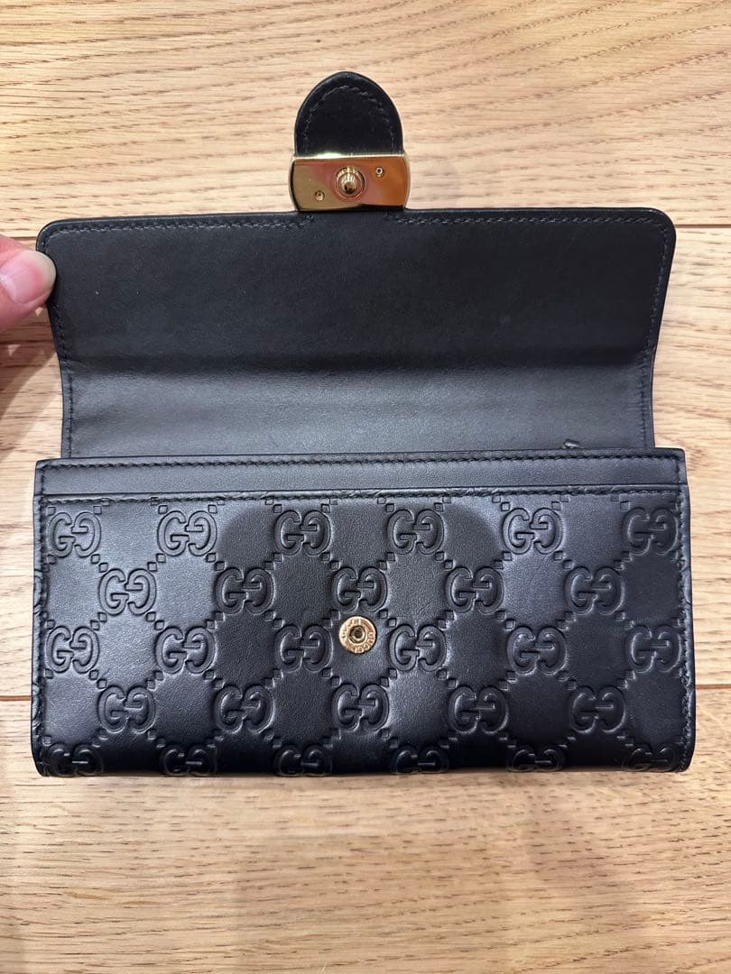 GUCCI グッチ ブラックレザー 長財布