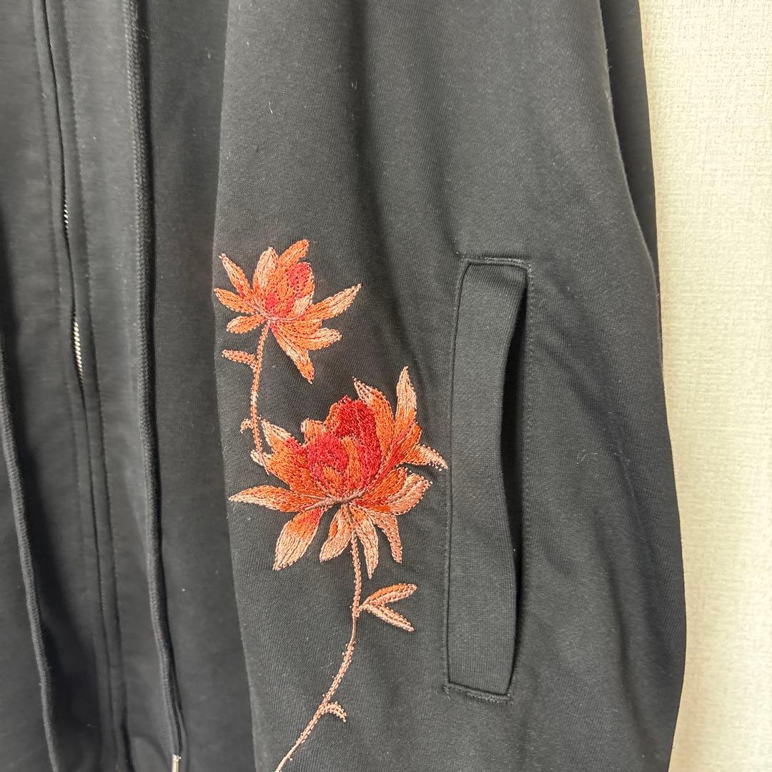 Ellno Loset 狐独 狐刺繍ビックジップフーディー