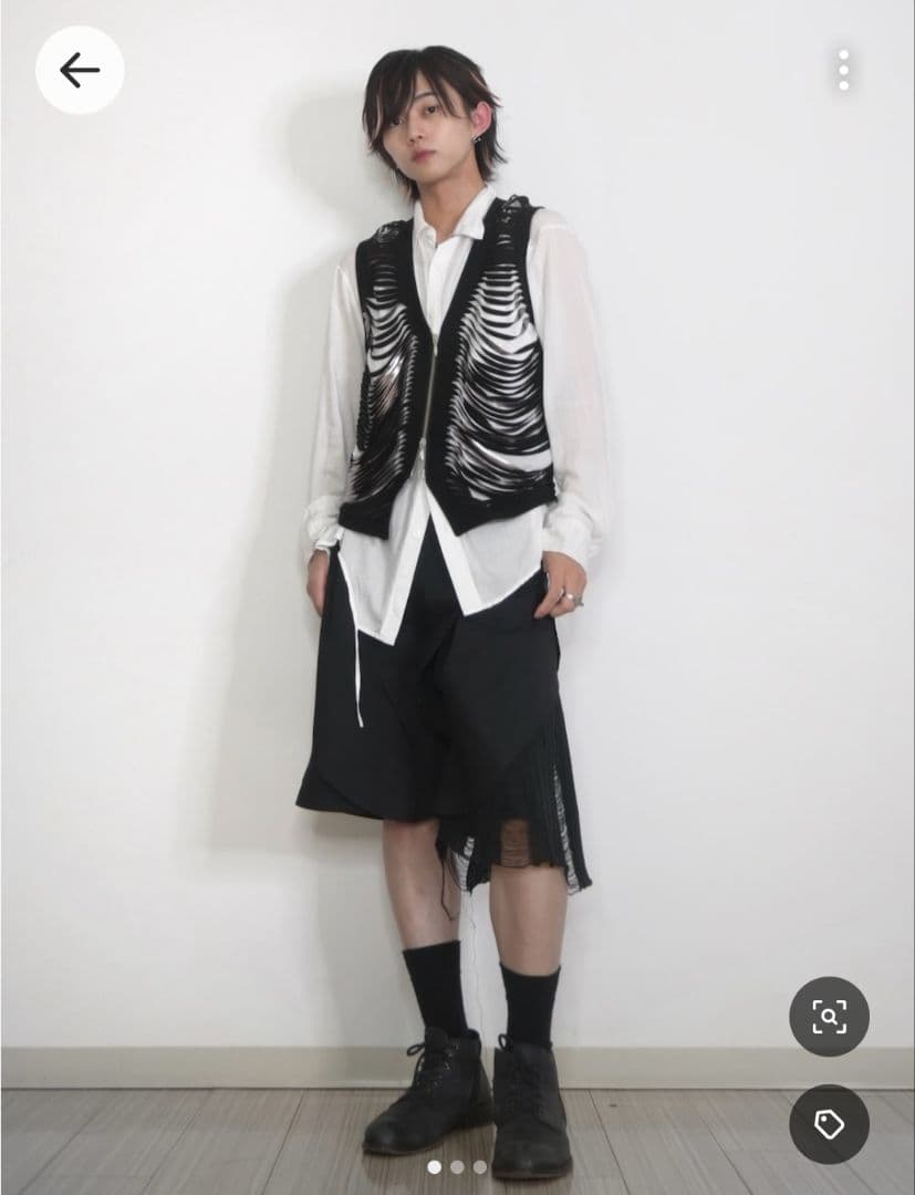 トップス MASU SHREDDER LEATHER VEST(BLACK)