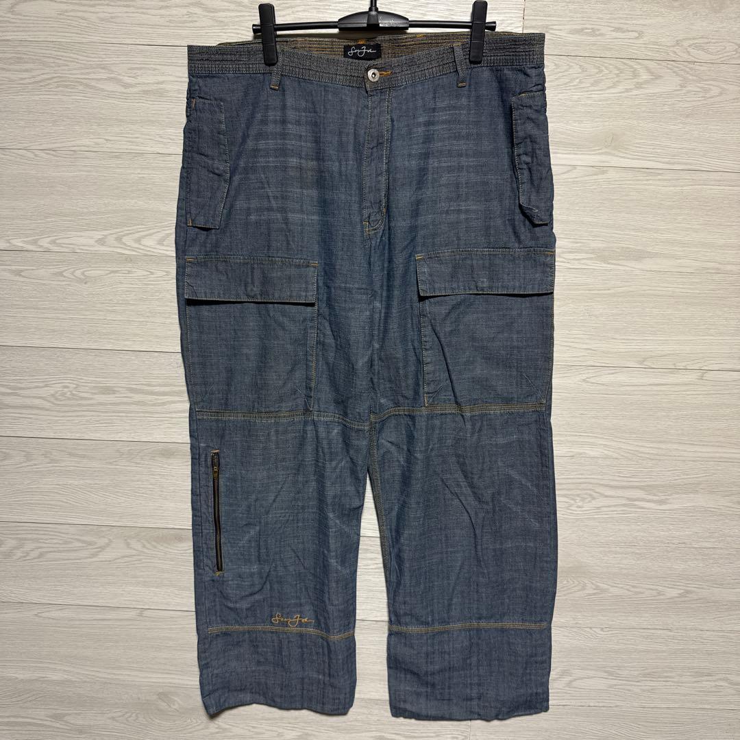 Sean John 極太 オーバーサイズ カーゴデニムパンツ B系 刺繍ロゴ