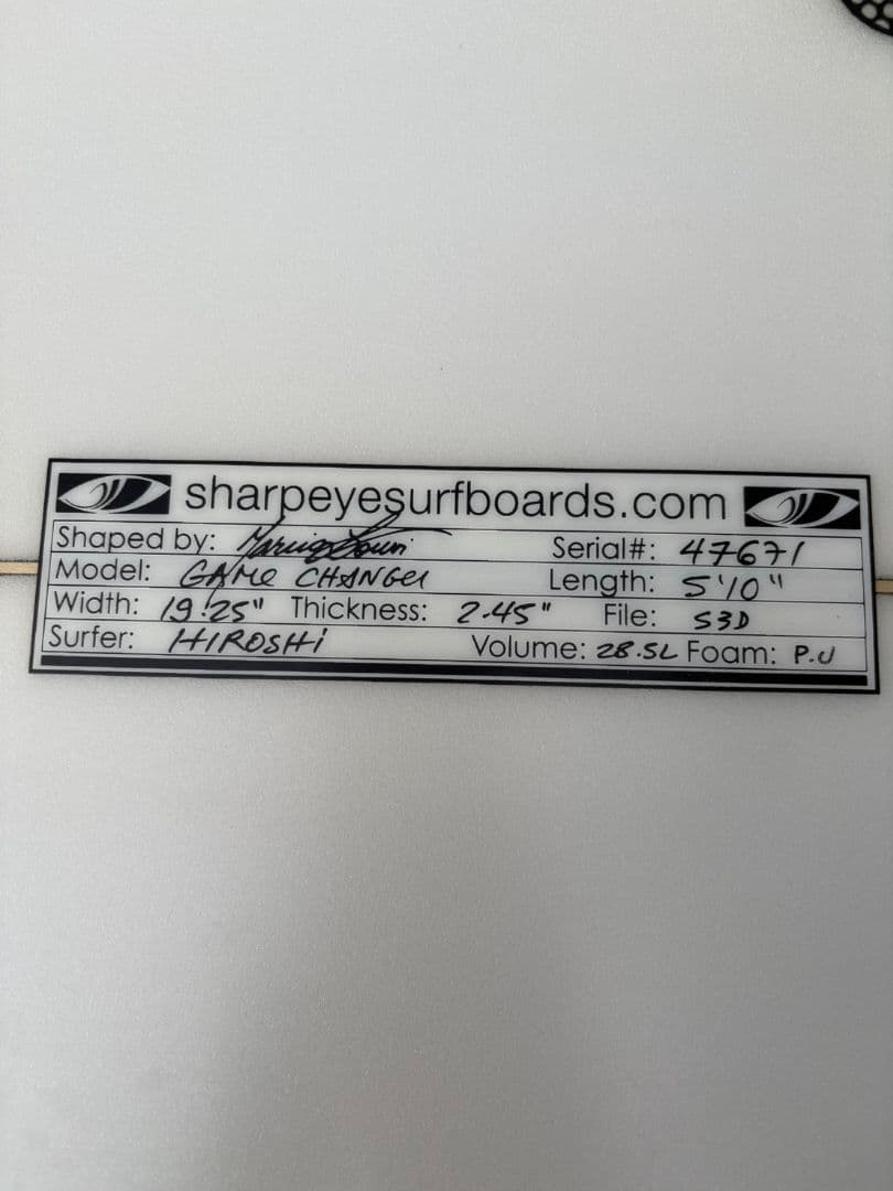 シャープアイ GAME CHANGER 5'10\" ショートボード