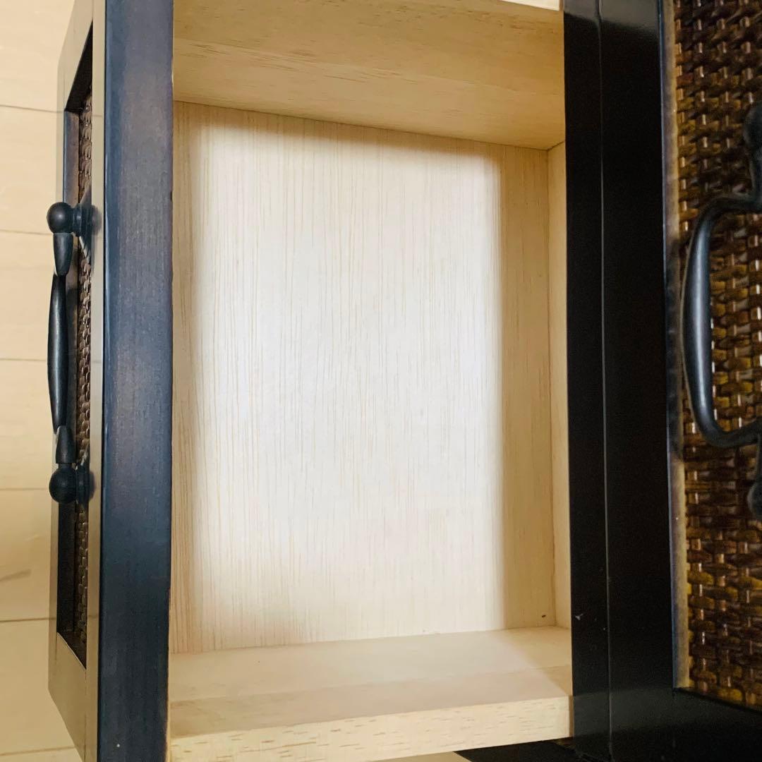 アジアン家具　籐 ラタン 木枠4段チェスト 引き出し 収納 タンス 花台　電話台