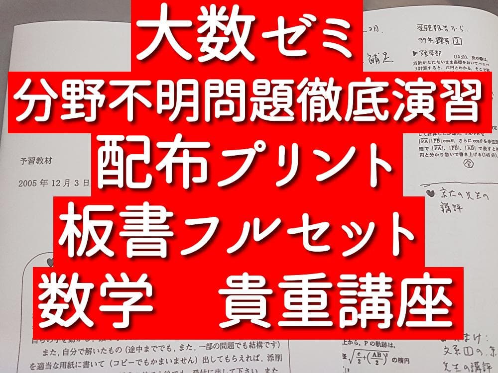 大数ゼミ　分野不明問題徹底演習　プリント　板書　河合塾　駿台　鉄緑会　数学　東進