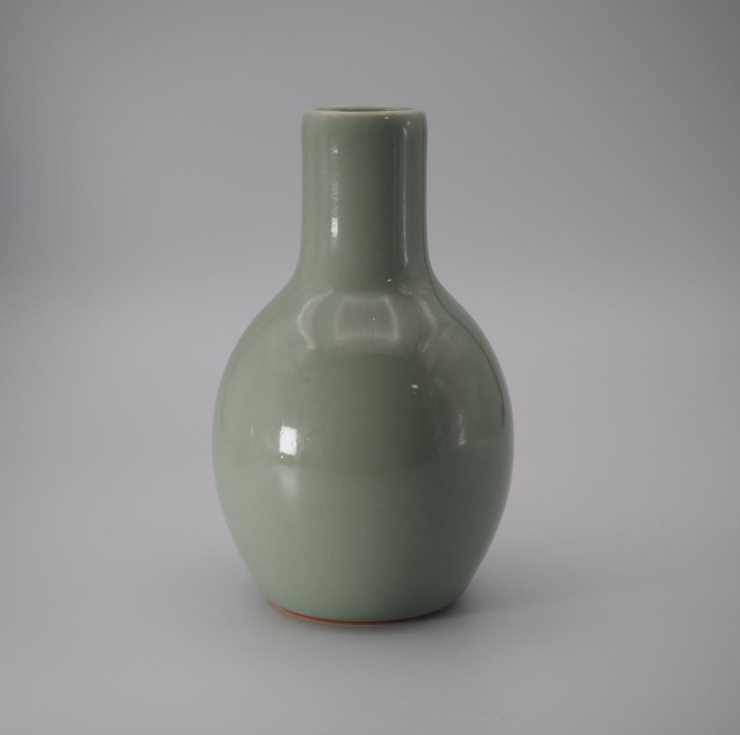 帝室技芸員判あり 三代清風与平造 青磁 徳利 一対 共箱