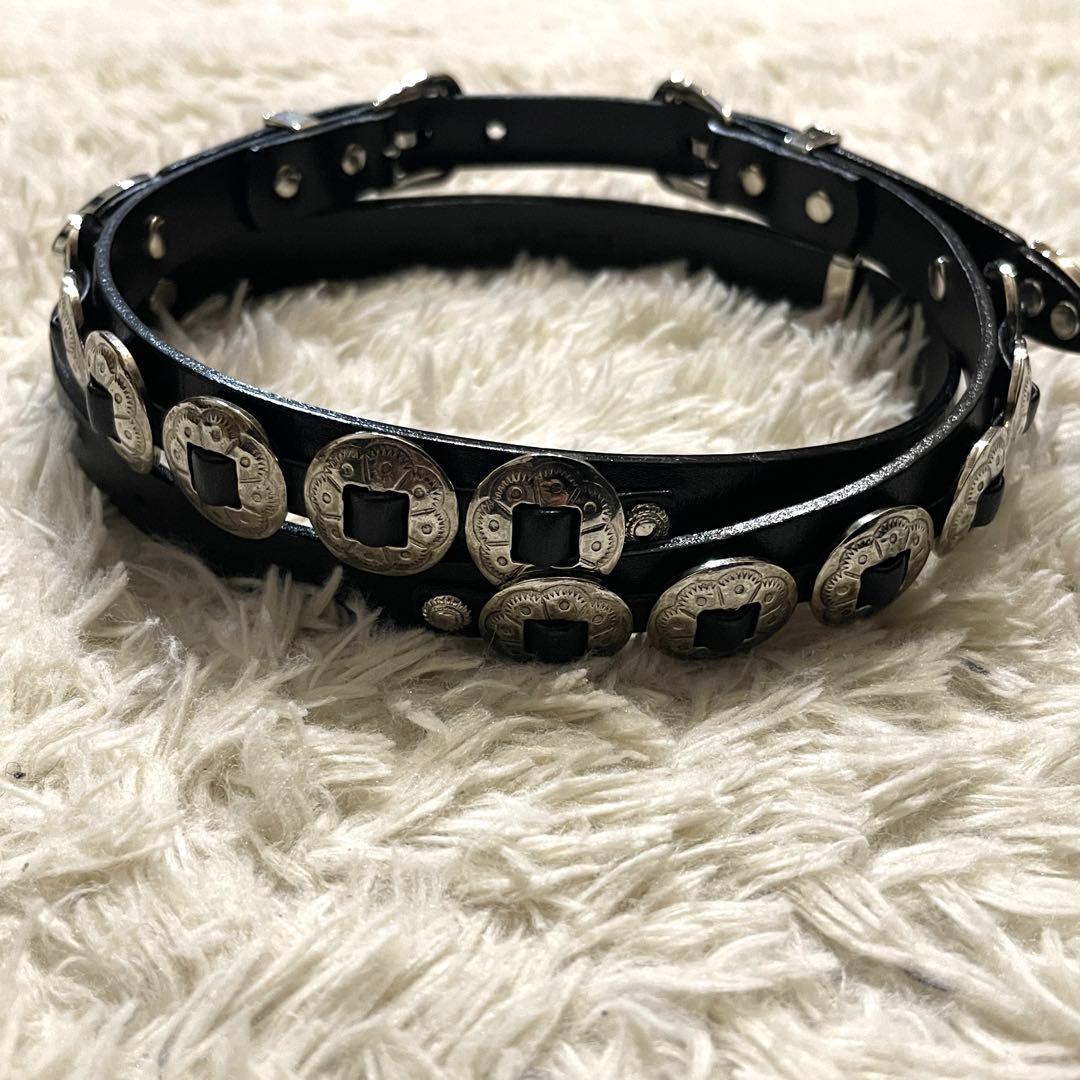 【未使用級】トーガビリリース ダブルバックル コンチョ ベルト レザー ブラック