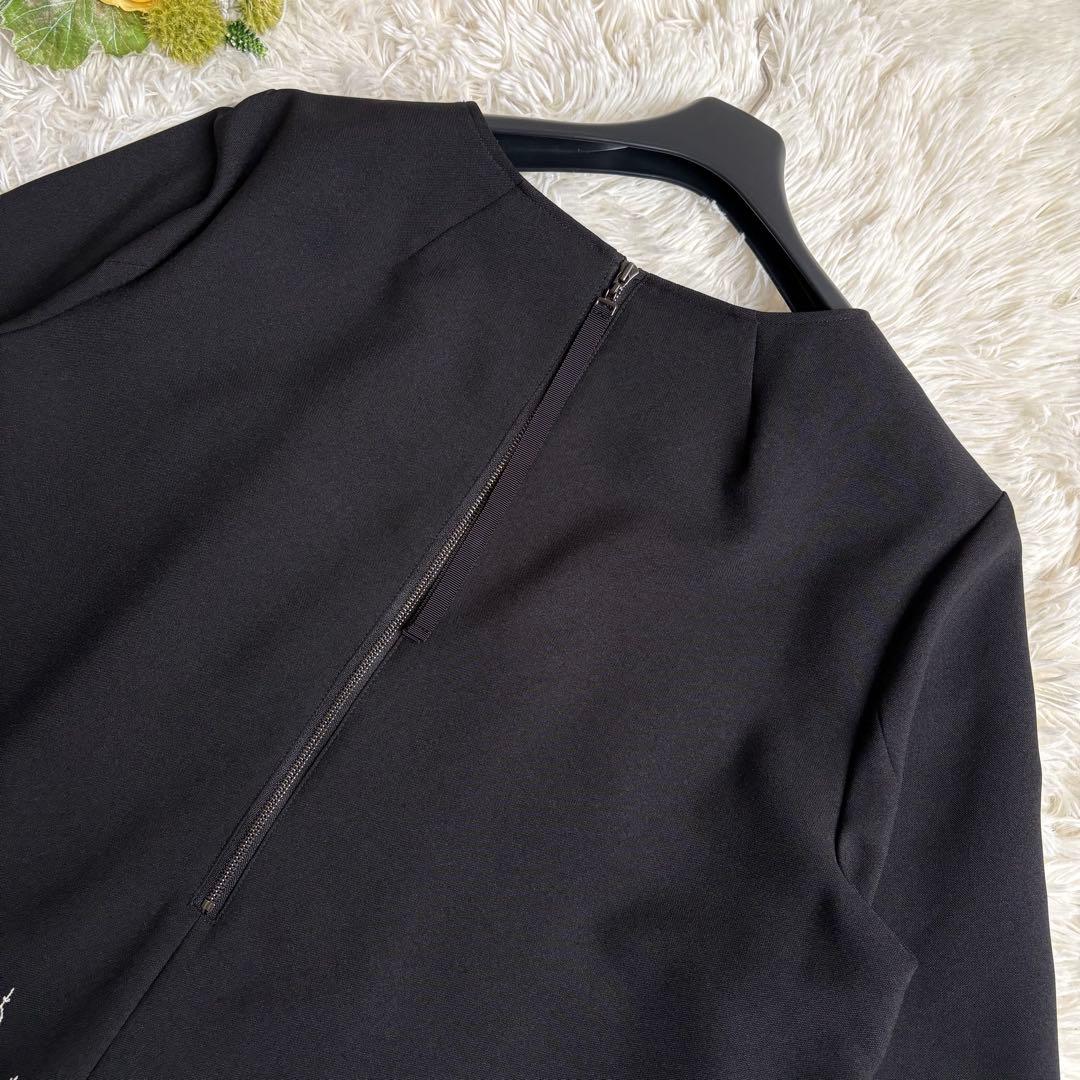 未使用級 22年♡レリアン 七分袖刺繍オーバーブラウス チュニック 13+ 黒