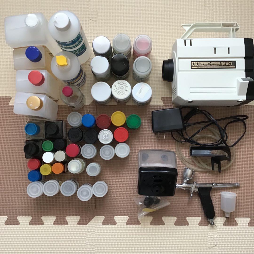 模型塗装用品まとめ売り　タミヤ　コンプレッサー　エアブラシ　塗料