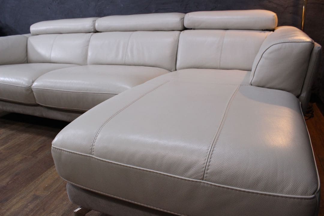 首都圏送無料〜ワタリジャパン 35万極上　本革　コーナー　ソファ　オフホワイト