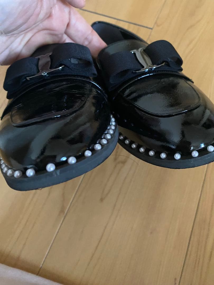 DIANA ブラックリボンローファー　25cm