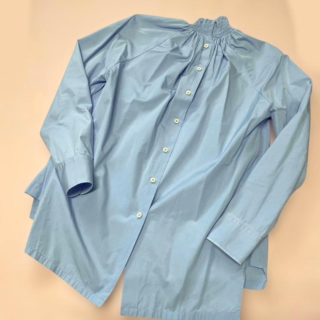 PRADAプラダ ハイネック 水色シャツ36 XS 2021リゾートコレクション