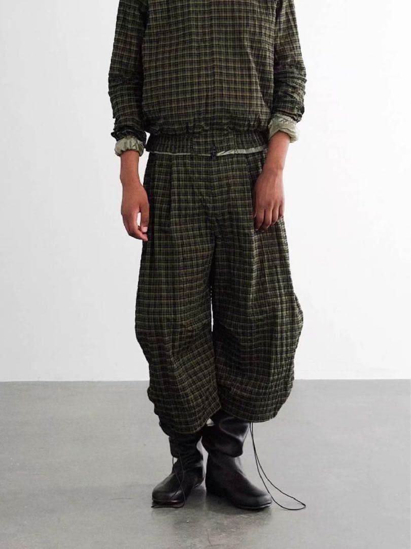 COMMON DIVISOR“BLAST”テクスチャーチェック クロップドパンツ