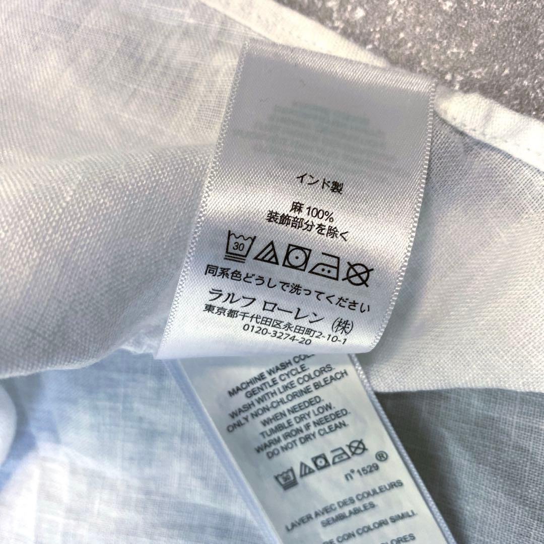 Ralph Lauren ラルフローレン　リネンシャツ　白　長袖　L