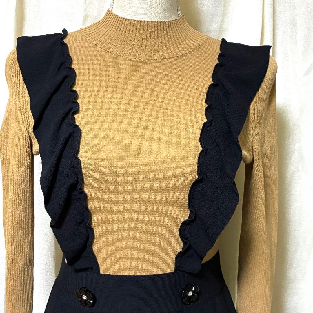 M'S GRACY エムズグレイシー バイカラー フリル ドッキングワンピース