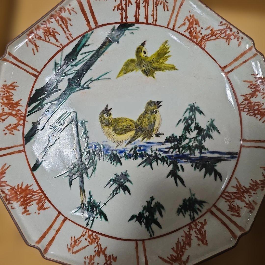 九谷焼光星窯三然子畫飾り皿です