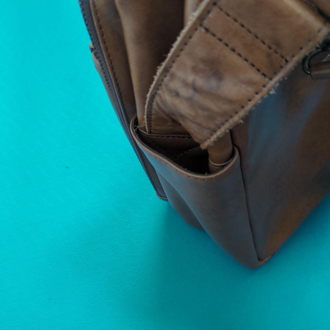 ブラウン合成皮革ビジネスバッグ未使用保管品