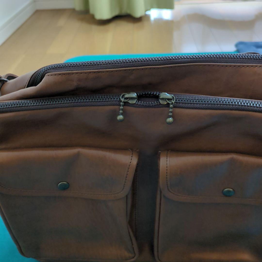 ブラウン合成皮革ビジネスバッグ未使用保管品