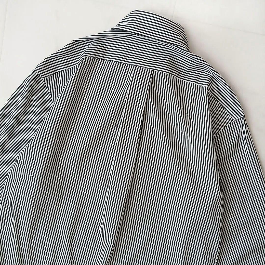 美品 ラルフローレン 上質 コットン 洗える ストライプ ボタンダウンシャツ 黒