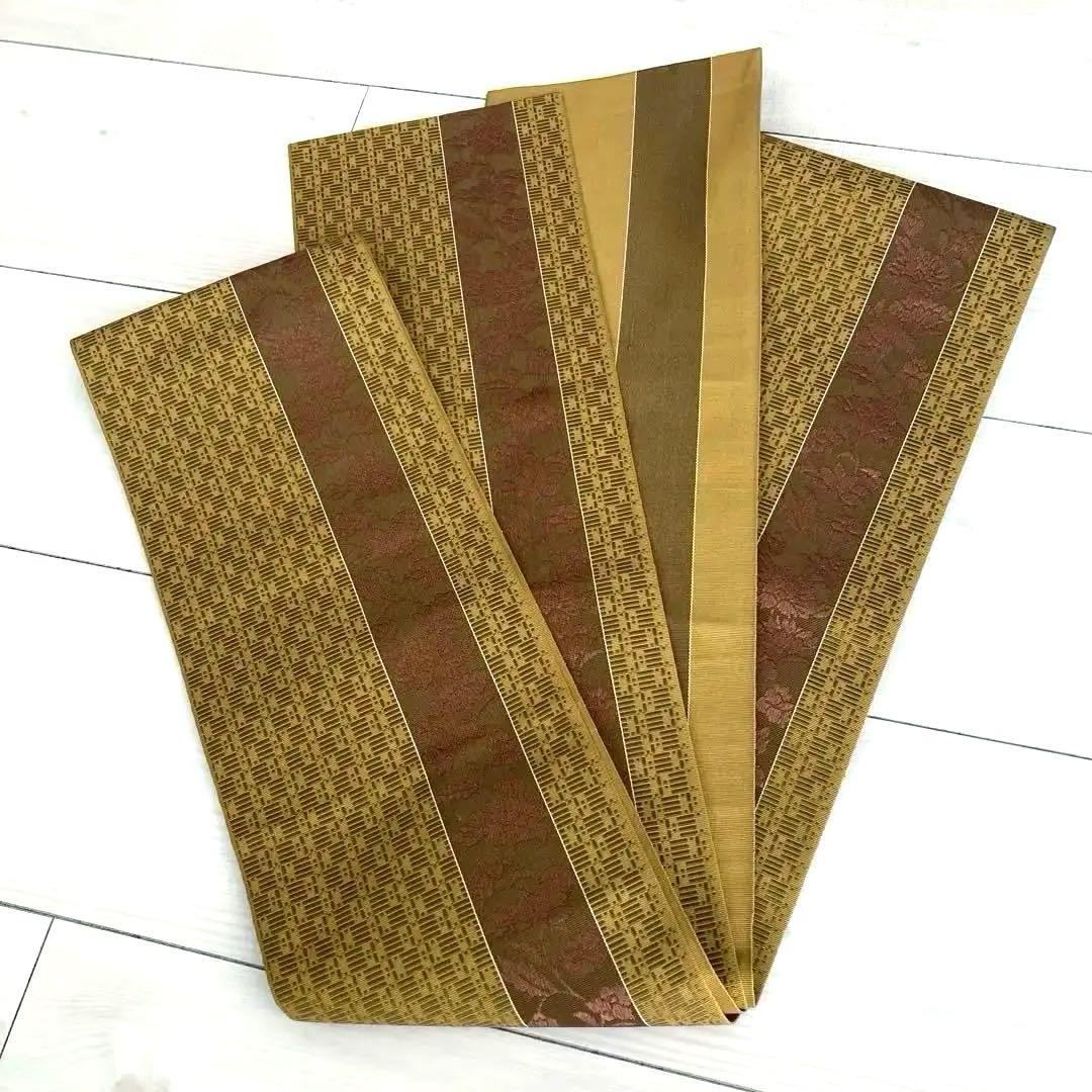 博多織　半幅帯　正絹　織り出し花唐草模様No.3-22