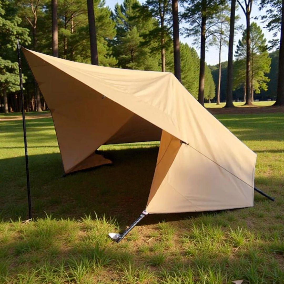 ゴッドタープ 4×4m 黄　TC210g厚手　焚き火OK　遮光性　防水500mm