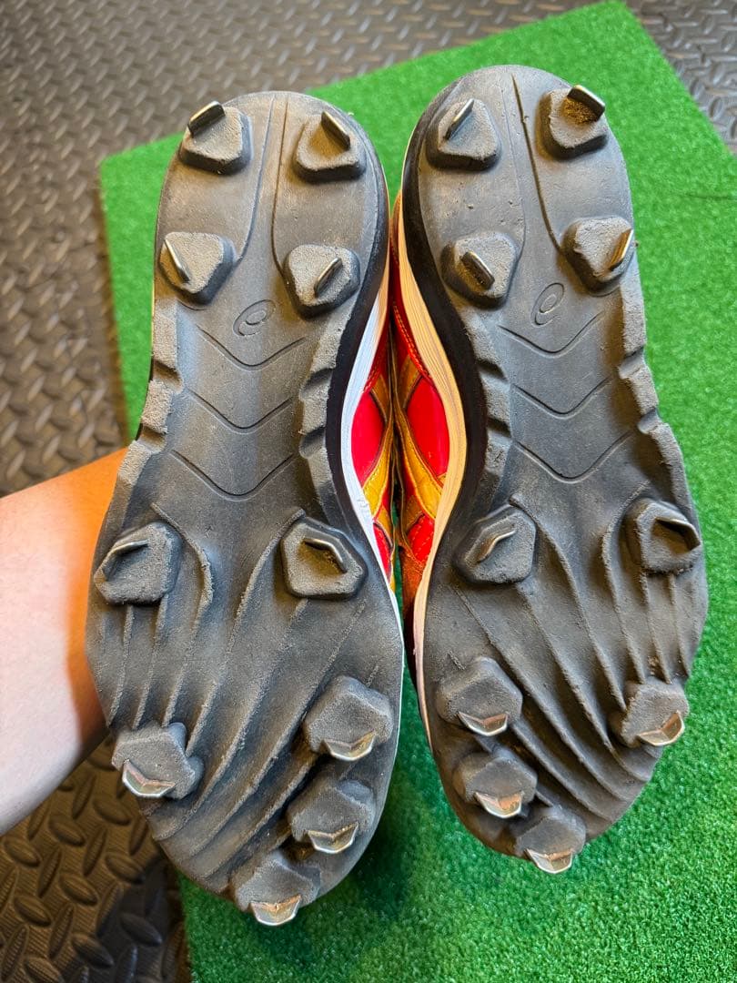 asics オーダースパイクシューズ レッド ベルクロ