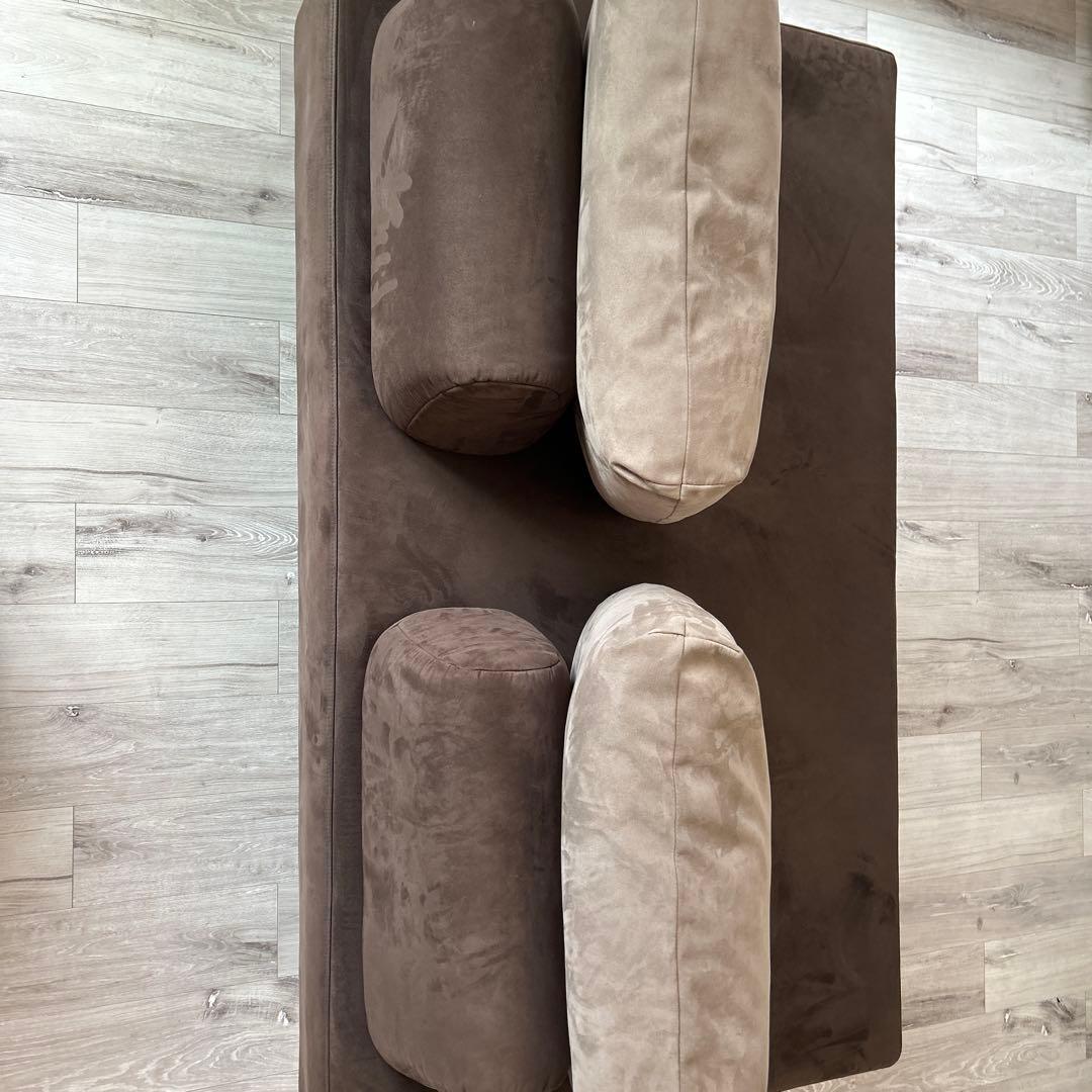 ブラウン スエード風 2人掛けソファ