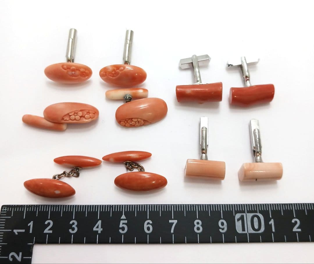 専用Y2550-7 本珊瑚 カフス 10組 20個セット 総重量89.9g