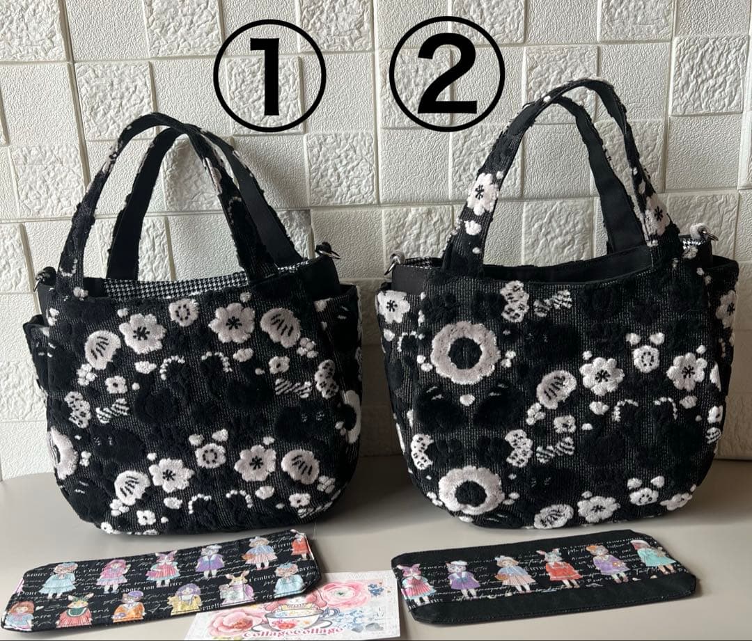 専用【ジョリーフルール】もふもふ　チューリップバック　S パンダブラック　①