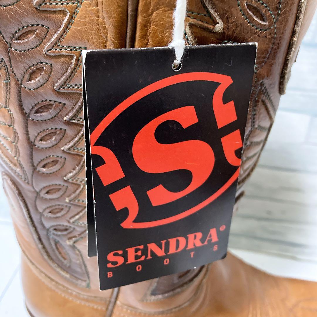 極美品 SENDORA ウエスタンブーツ 本革 刺繍 ブラウン 37 タグ付き