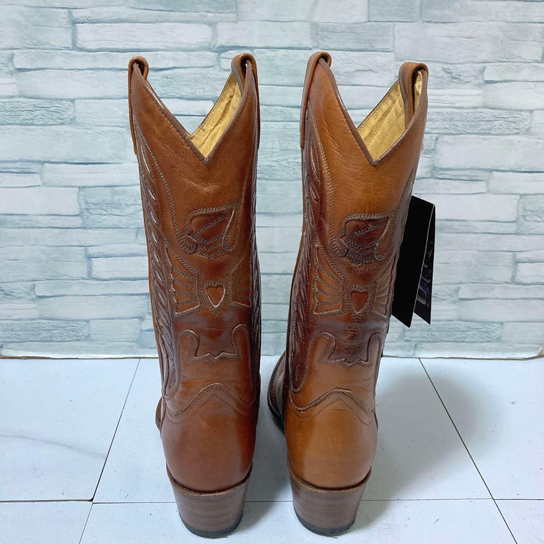 極美品 SENDORA ウエスタンブーツ 本革 刺繍 ブラウン 37 タグ付き