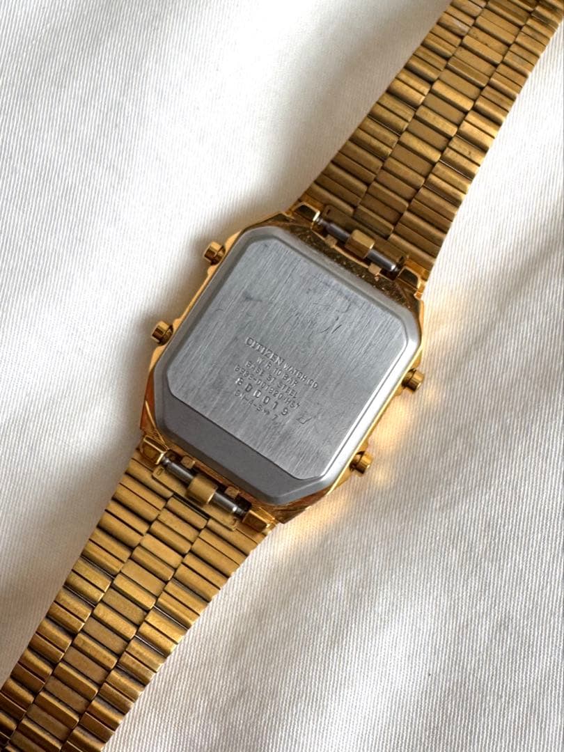 CITIZEN 8988-Q01920 アナデジテンプ 黒文字盤 腕時計